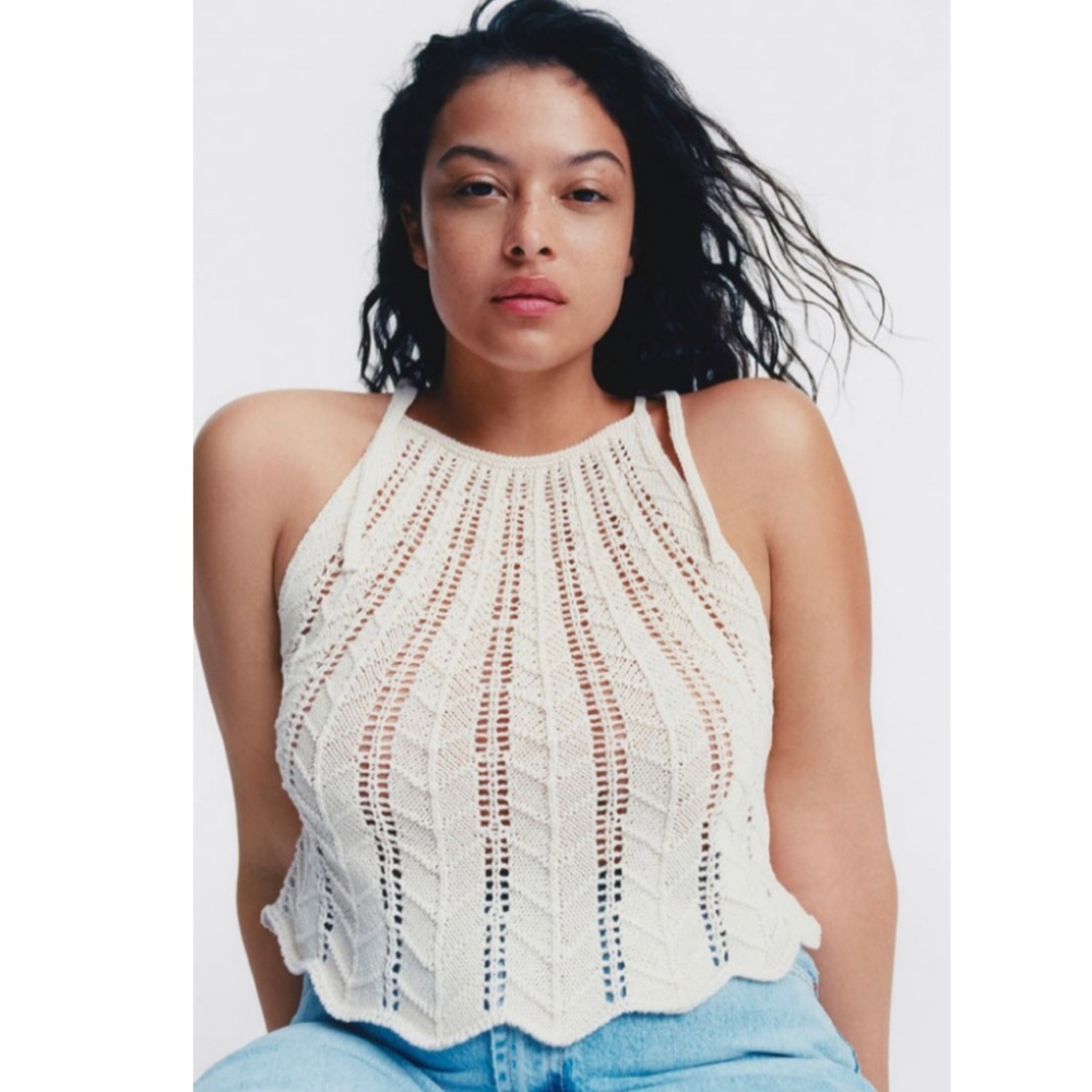 OPENWORK KNIT HALTER TOP || ZARA || YKCLOSET